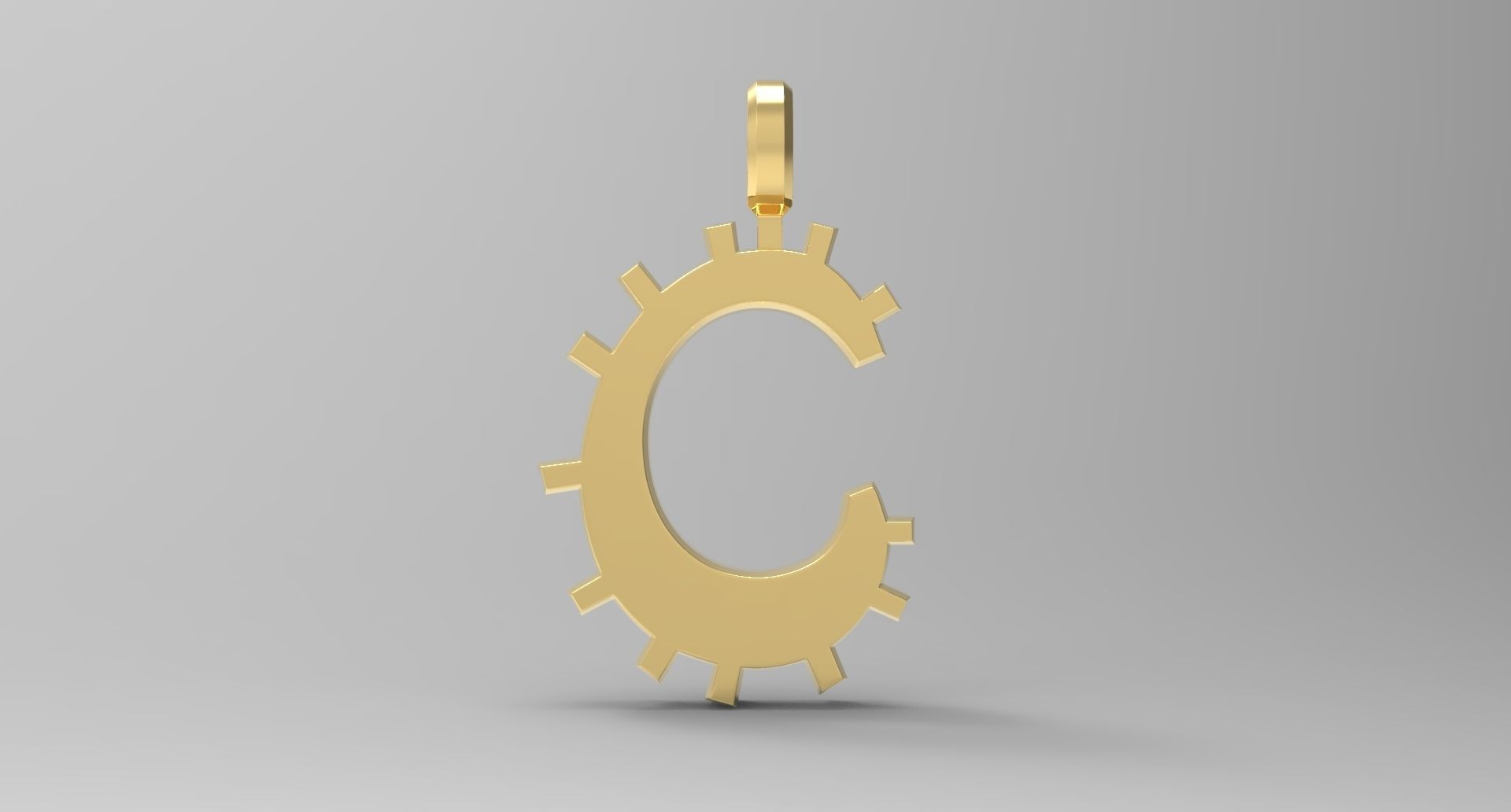 C Letter Pendant Gold 3D print model_1