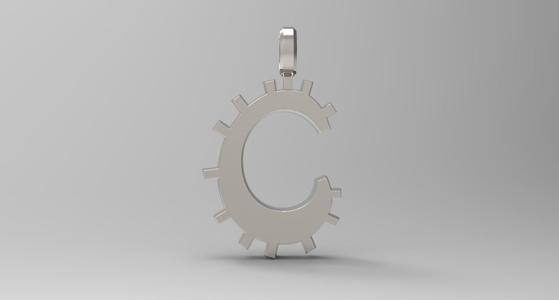 C Letter Pendant Platinum 3D print model_1