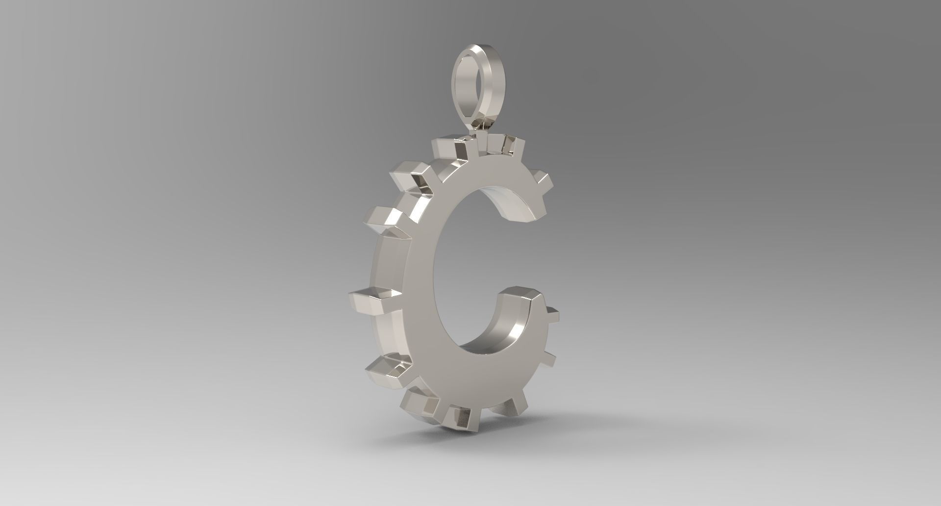 C Letter Pendant Platinum 3D print model_3