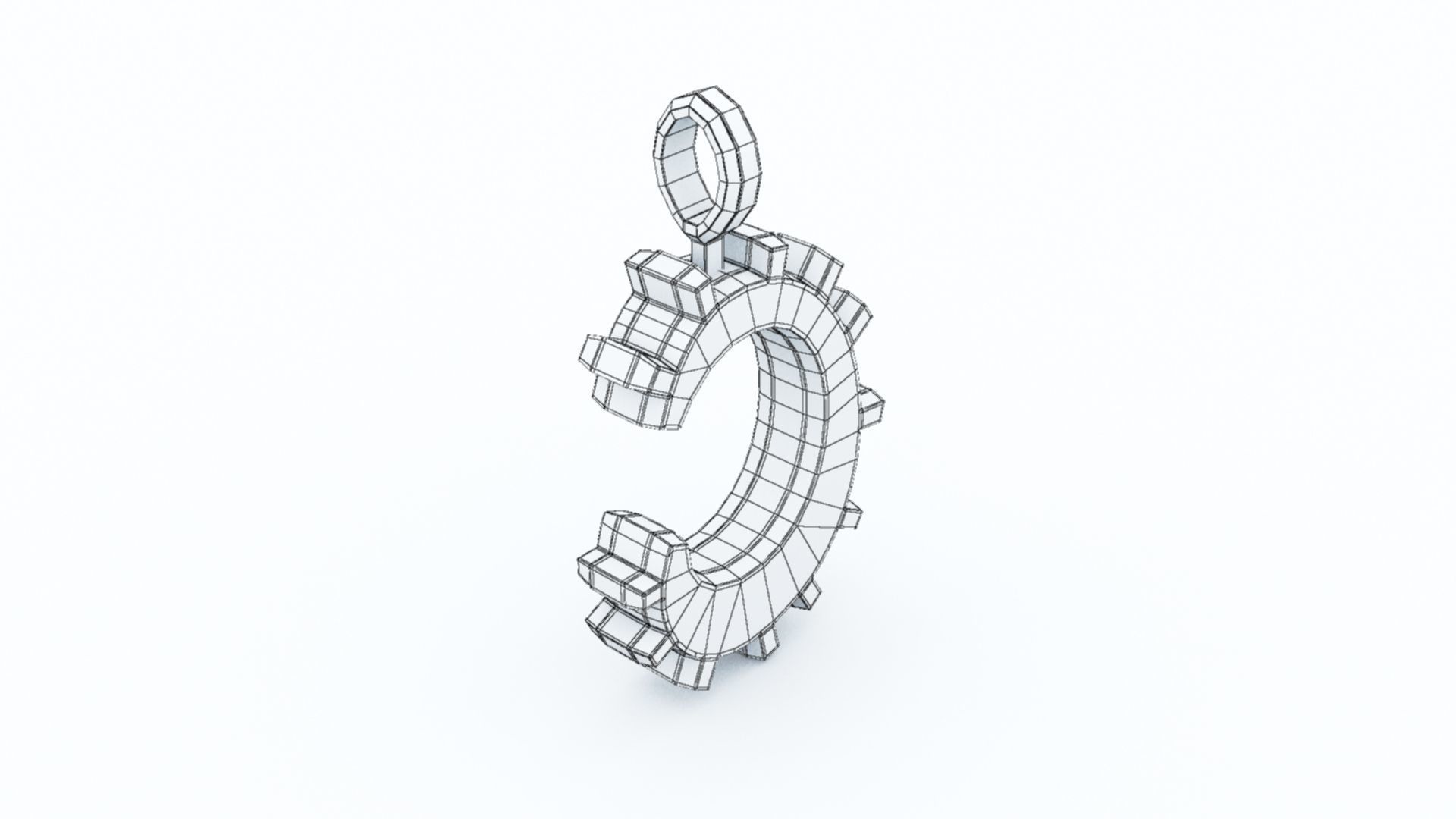 C Letter Pendant Platinum 3D print model_10