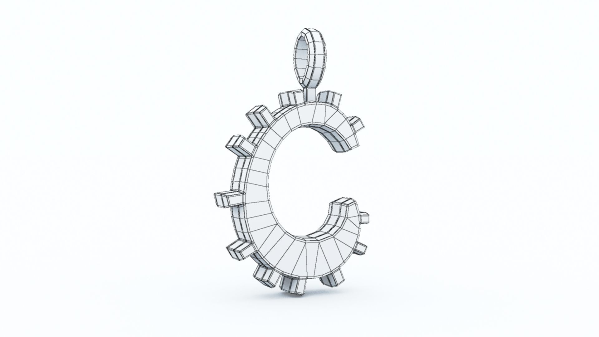 C Letter Pendant Platinum 3D print model_11