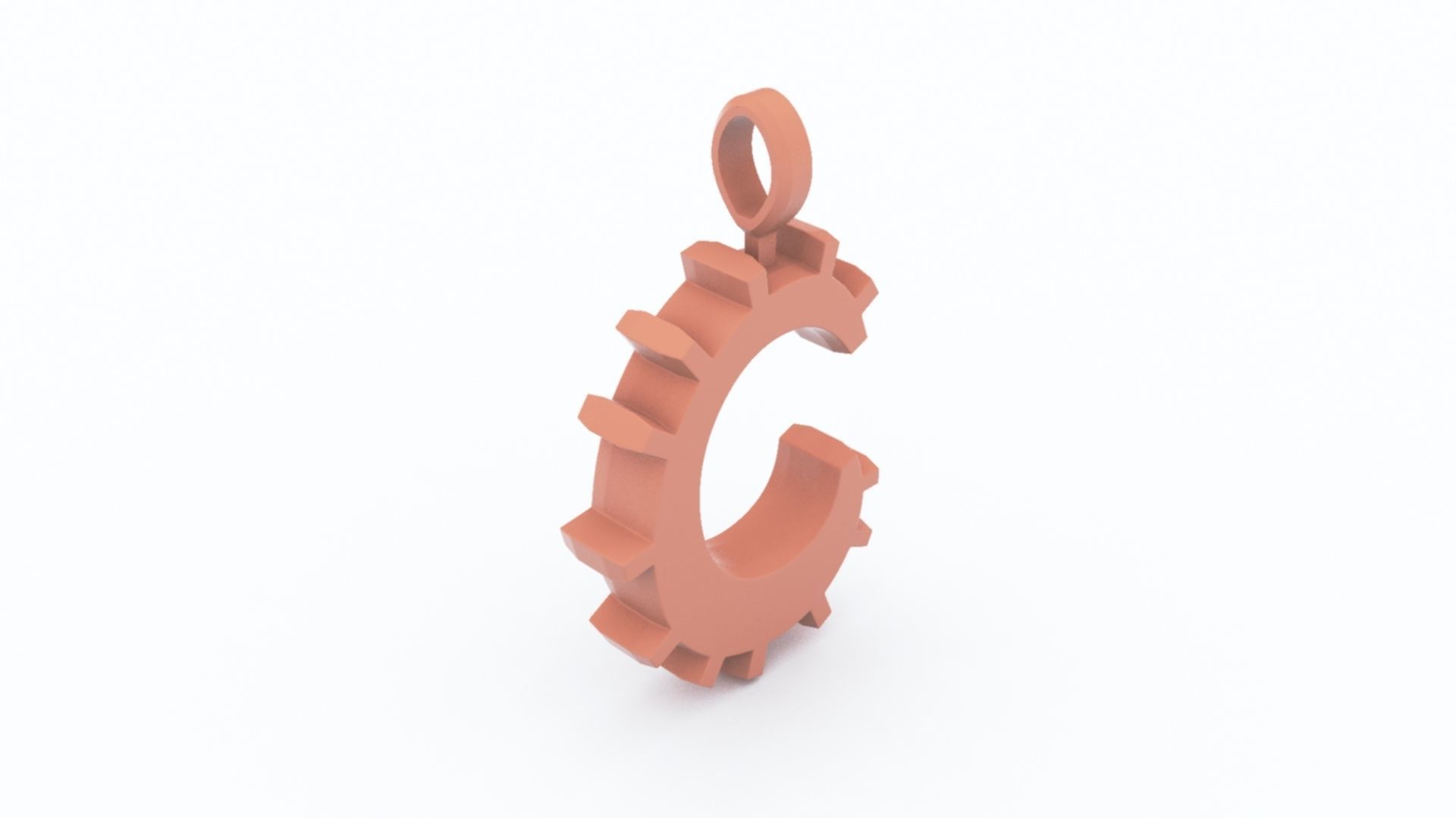 C Letter Pendant Platinum 3D print model_4