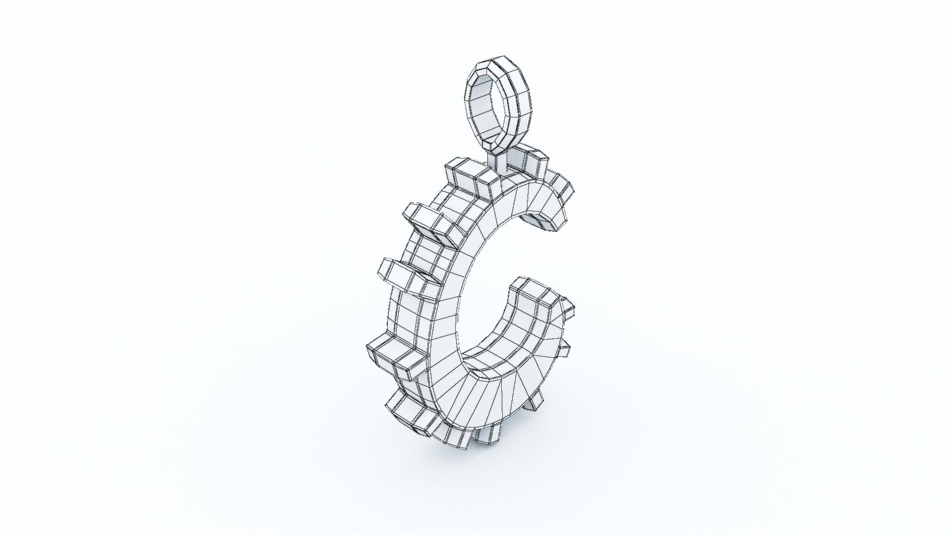 C Letter Pendant Platinum 3D print model_8