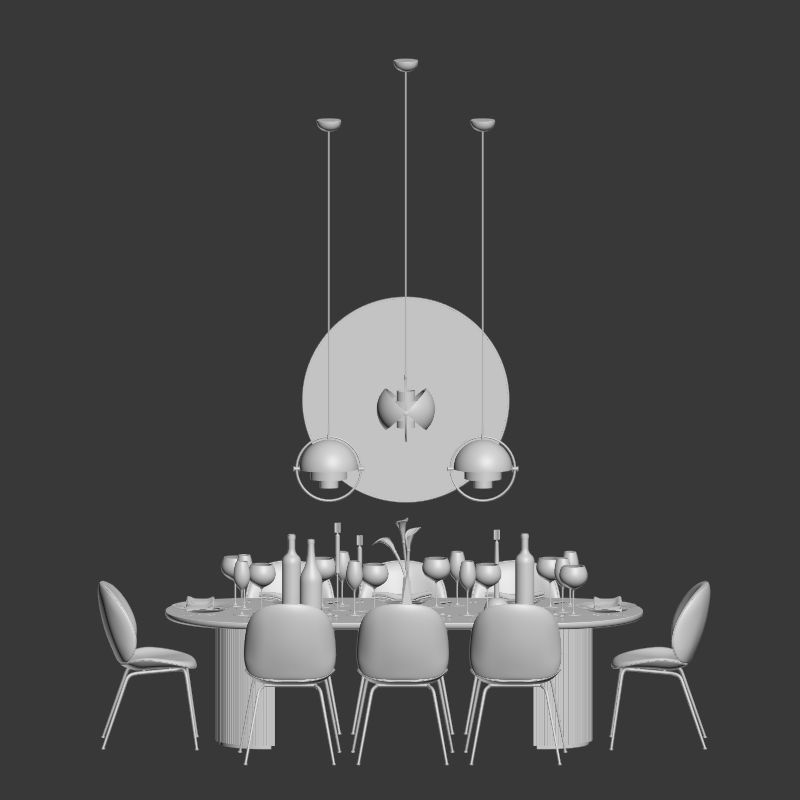 Dinning Set 08 3D model_2