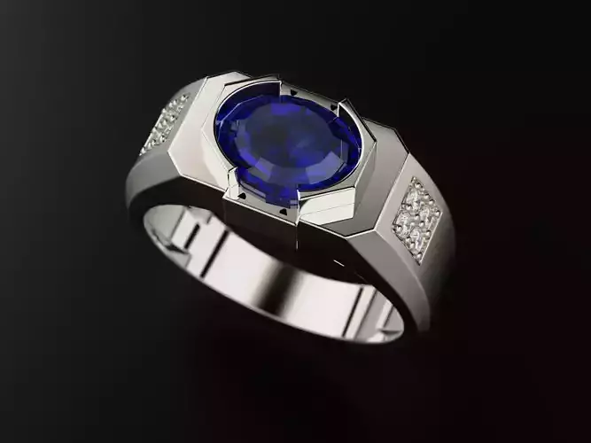 Mens ring with precious stones