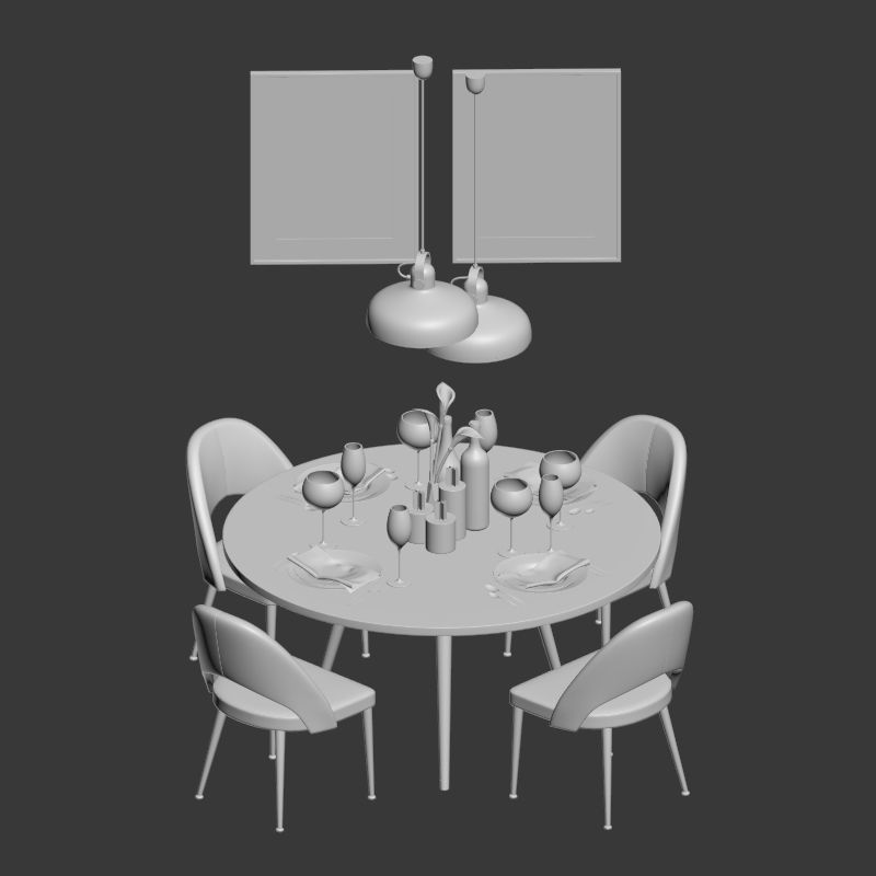 Dinning Set 09 3D model_4