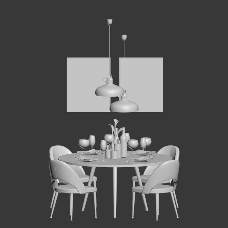 Dinning Set 09 3D model_2