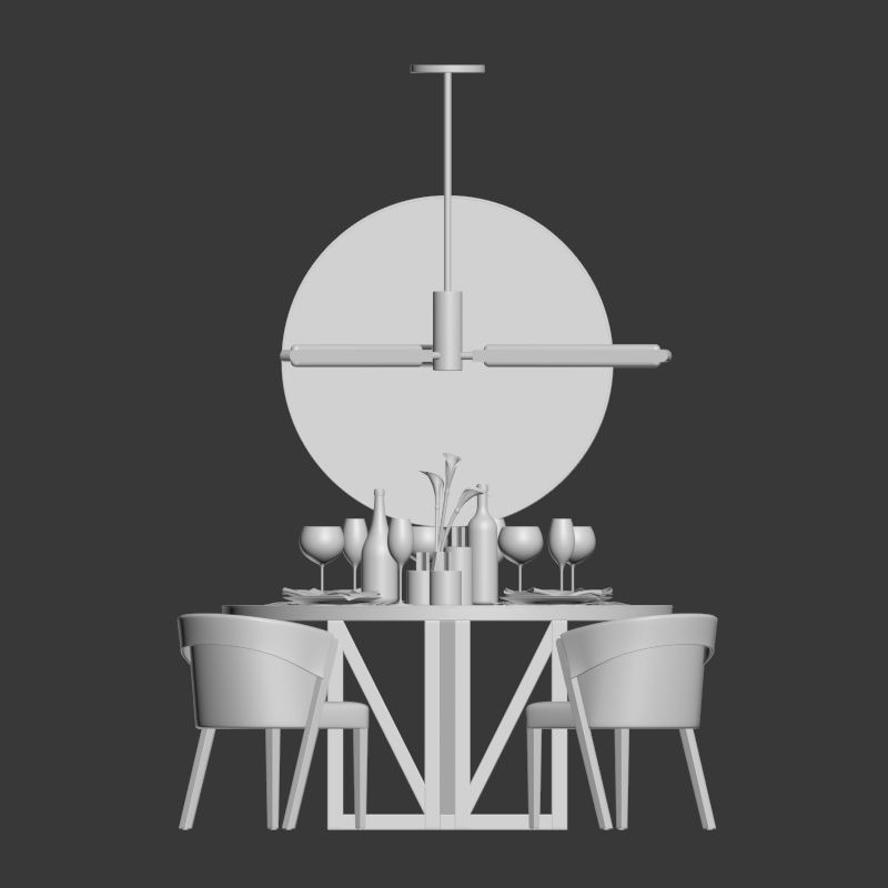 Dinning Set 10 3D model_2