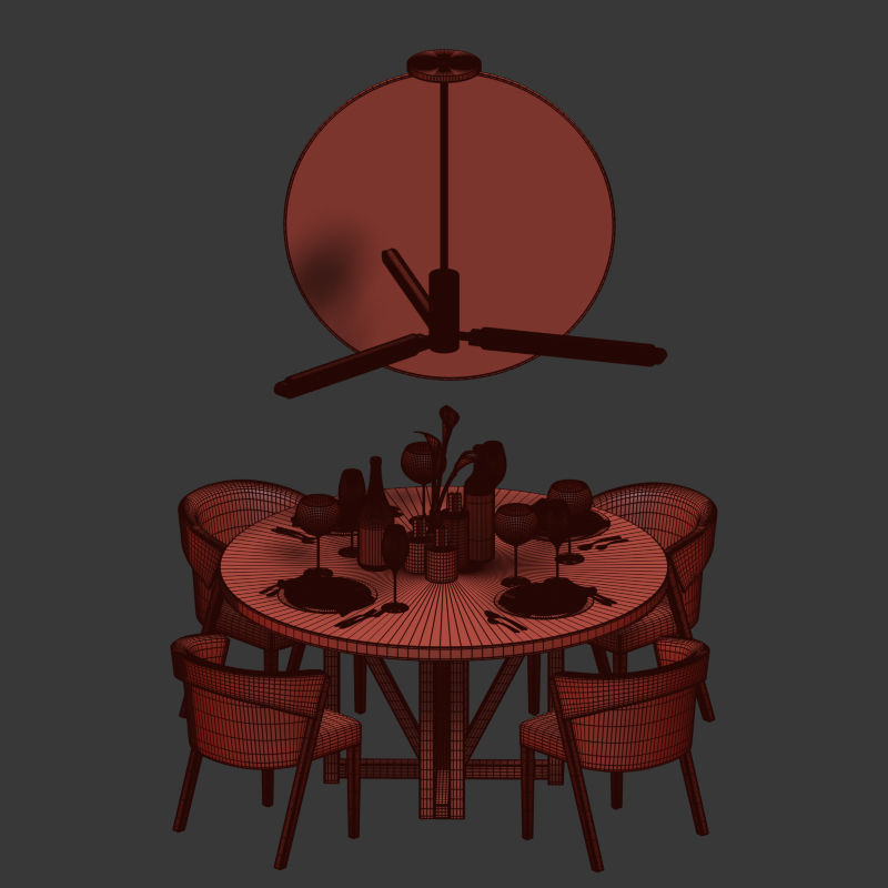 Dinning Set 10 3D model_4