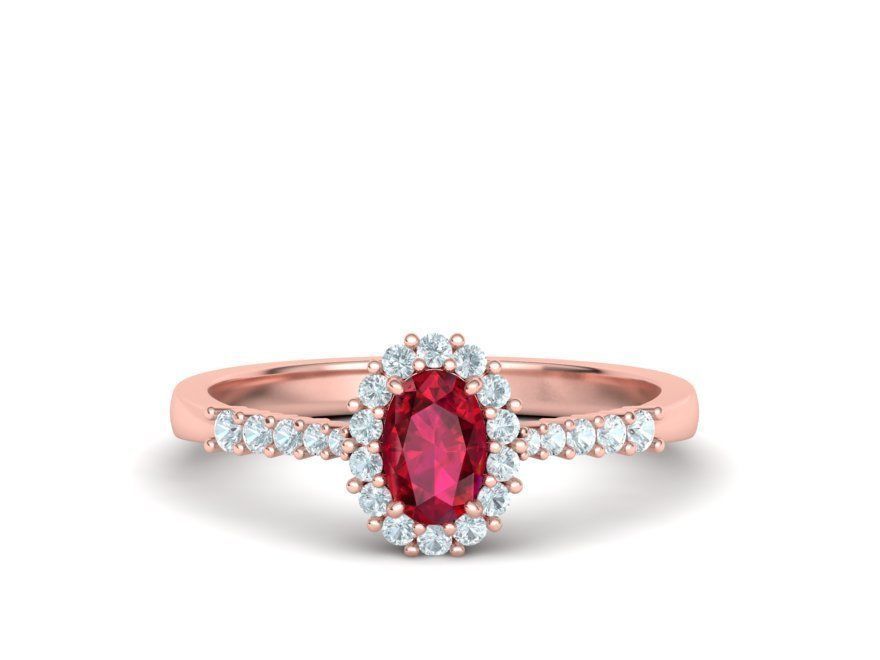 Diana Classic Ring Engagement ring with  6x4 Oval stone 3dmodel 3D print model_29