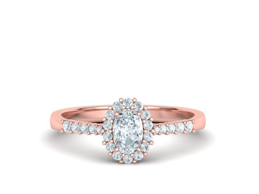 Diana Classic Ring Engagement ring with  6x4 Oval stone 3dmodel 3D print model_28