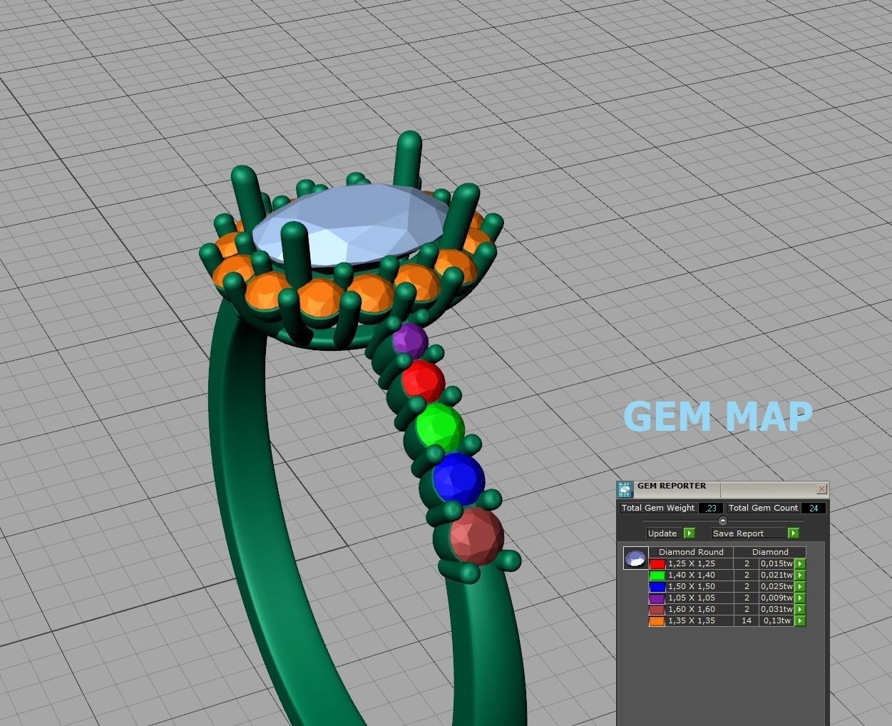 Diana Classic Ring Engagement ring with  6x4 Oval stone 3dmodel 3D print model_4