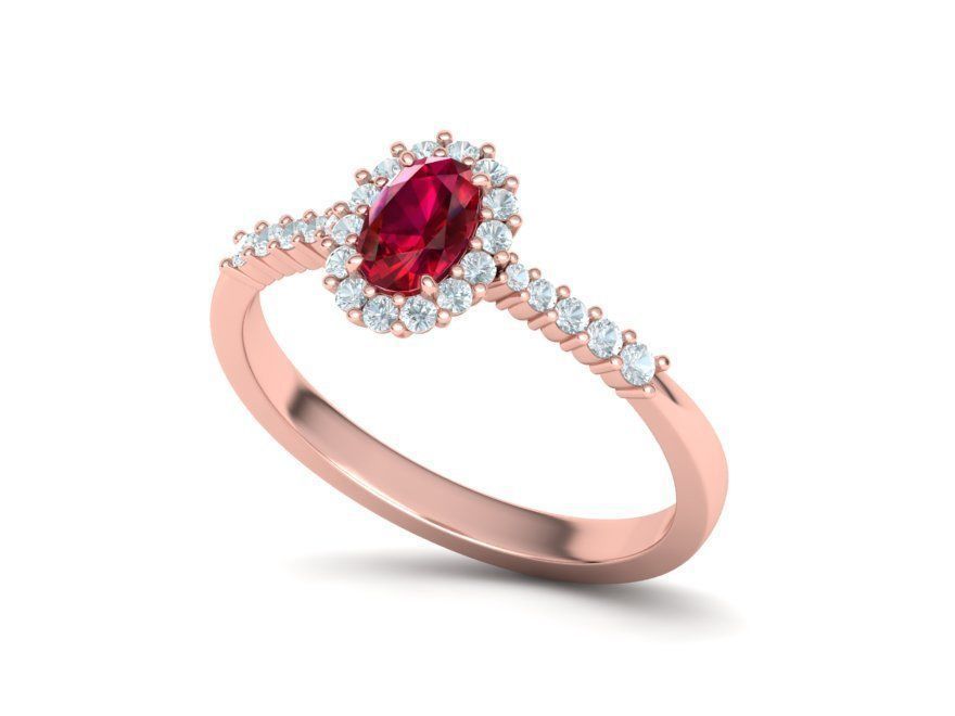 Diana Classic Ring Engagement ring with  6x4 Oval stone 3dmodel 3D print model_17