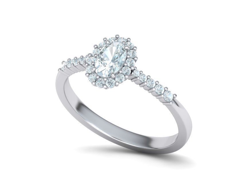 Diana Classic Ring Engagement ring with  6x4 Oval stone 3dmodel 3D print model_12