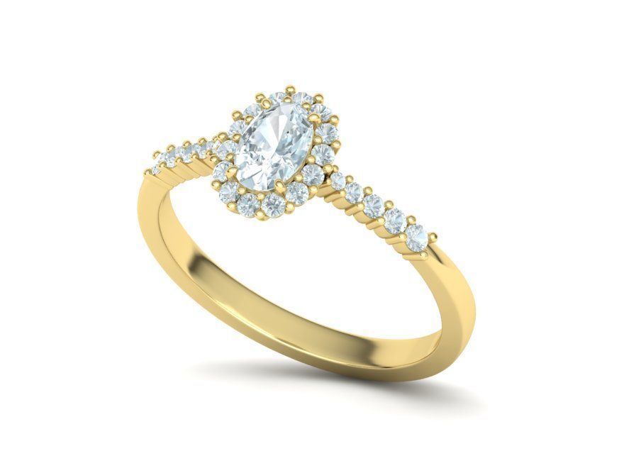 Diana Classic Ring Engagement ring with  6x4 Oval stone 3dmodel 3D print model_14