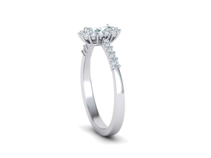 Diana Classic Ring Engagement ring with  6x4 Oval stone 3dmodel 3D print model_18
