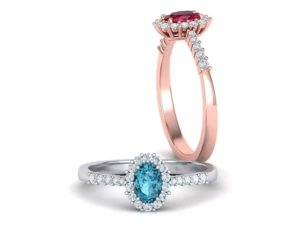 Diana Classic Ring Engagement ring with  6x4 Oval stone 3dmodel 3D print model_0