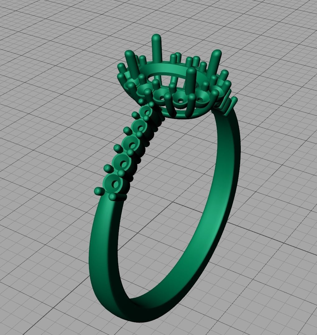 Diana Classic Ring Engagement ring with  6x4 Oval stone 3dmodel 3D print model_8