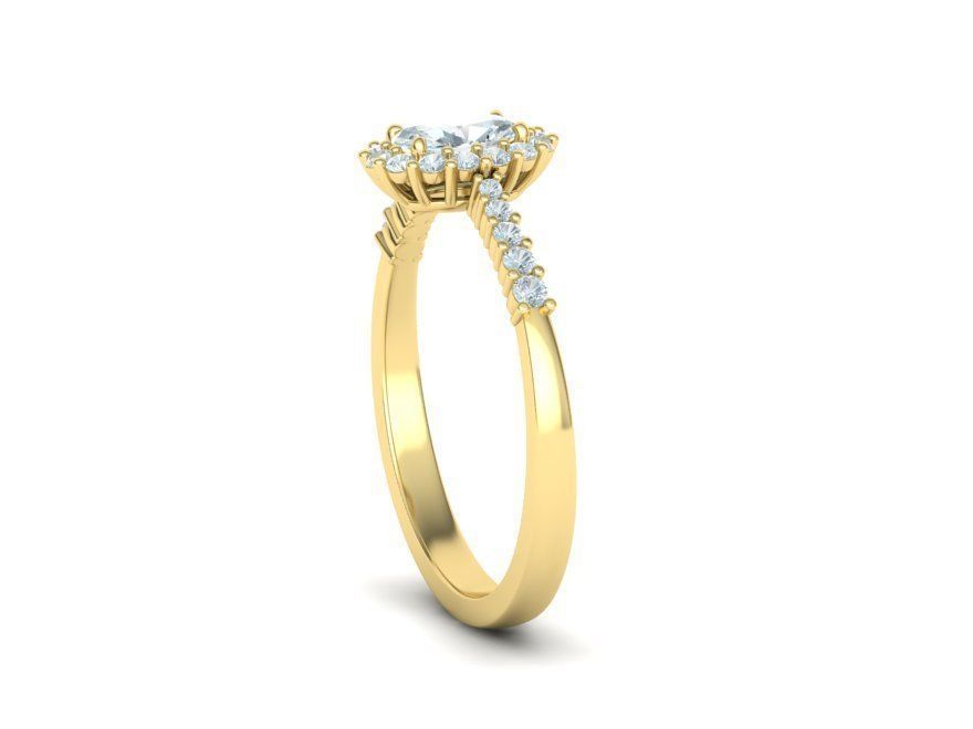 Diana Classic Ring Engagement ring with  6x4 Oval stone 3dmodel 3D print model_20