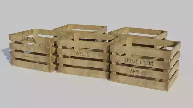 Old Fruit Crate - Low-poly PBR Low-poly 3D model