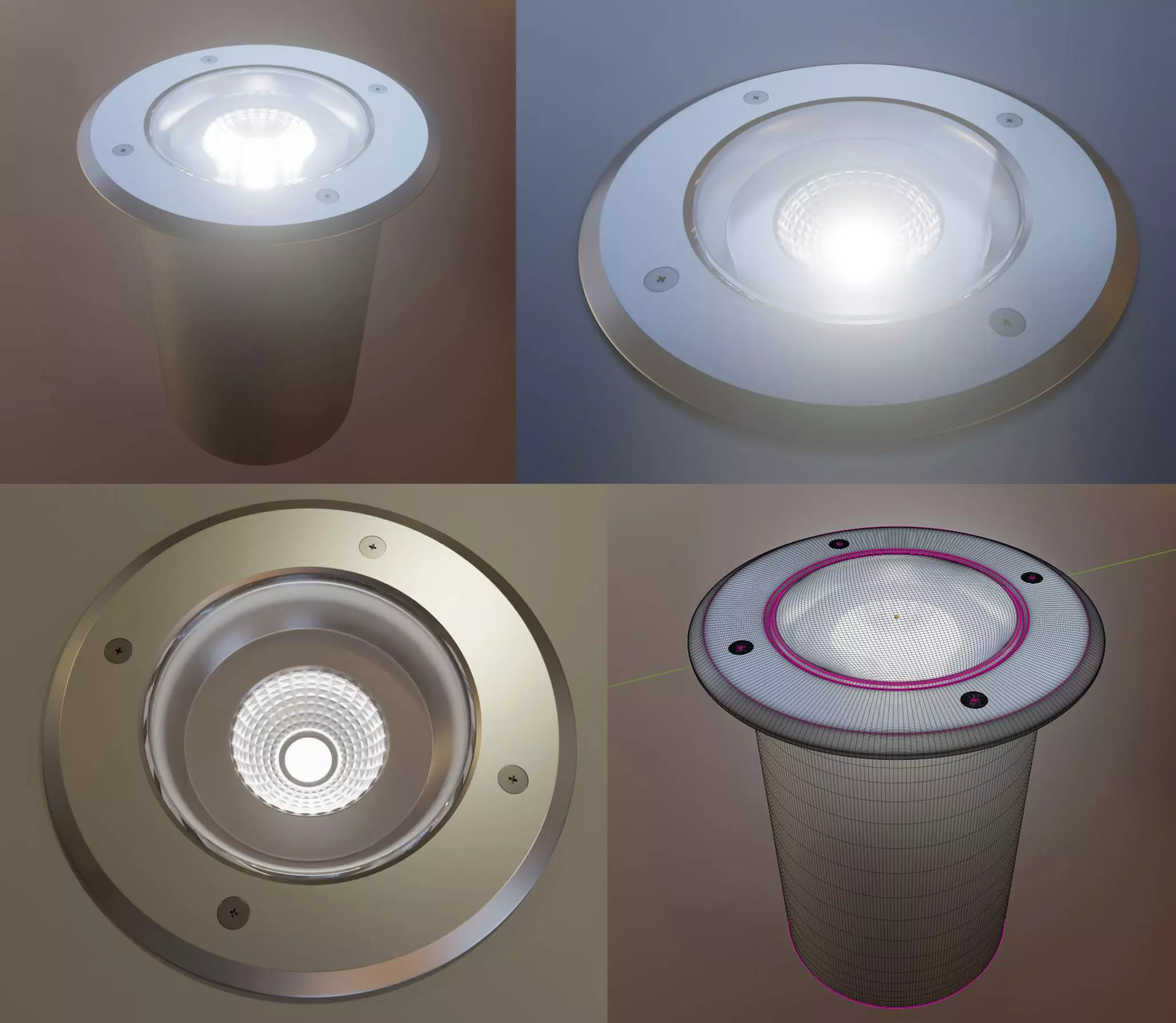 Street lighting - 13 LED ground spotlights 3D model