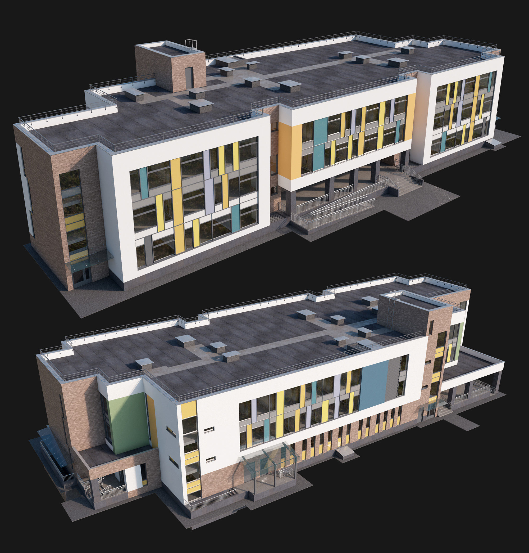 Kindergarten building 3D model_1
