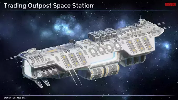 Trading Outpost Space Station Low-poly 3D model