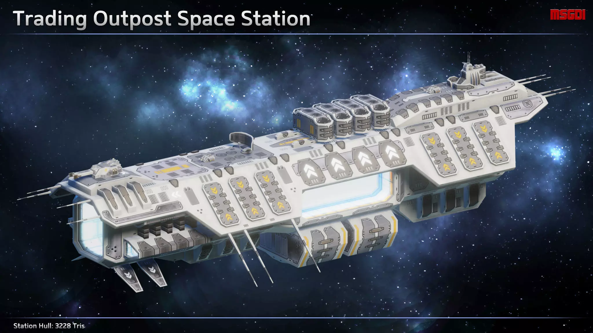 Trading Outpost Space Station Low-poly 3D model_0