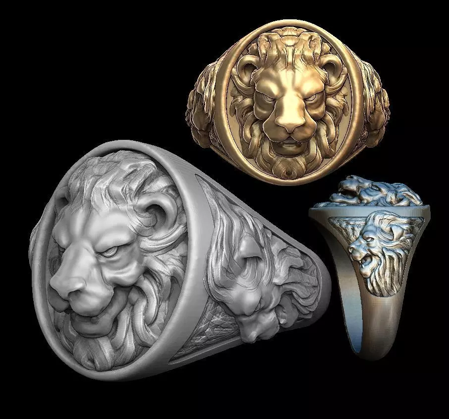 Lion man ring 3D print model_0