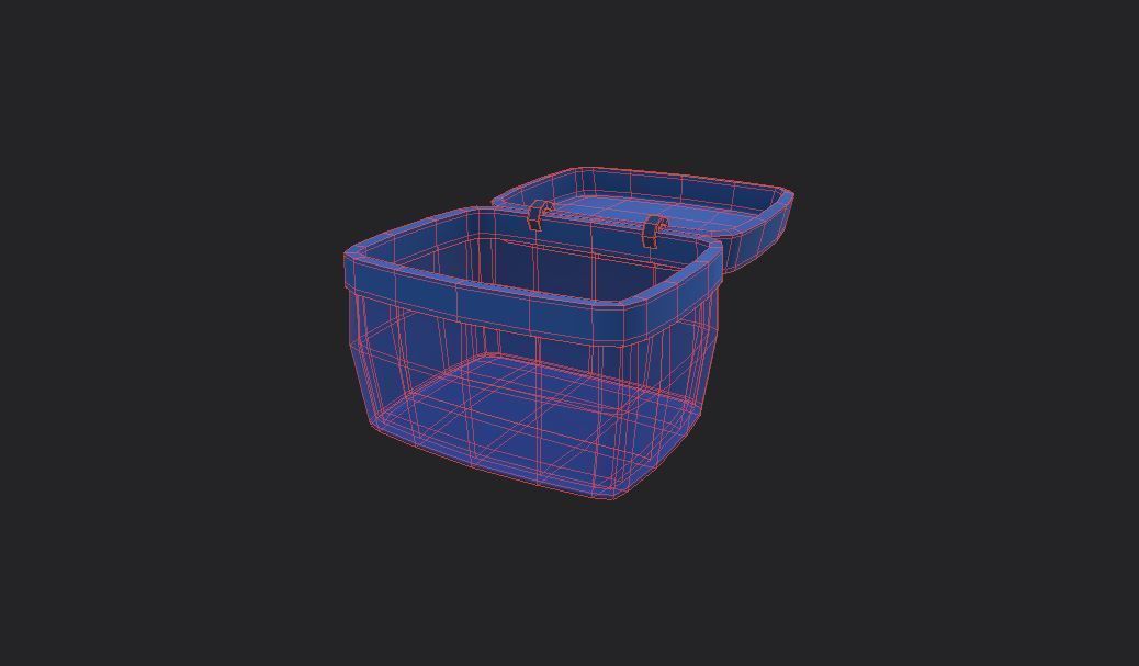 Basket blue Low-poly 3D model_3