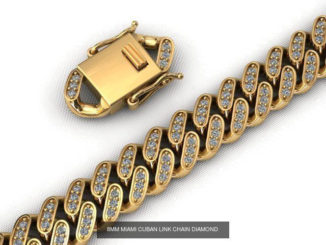 4 SIZE MIAMI CUBAN LINK CHAIN DIAMOND 3D Model Collection_5