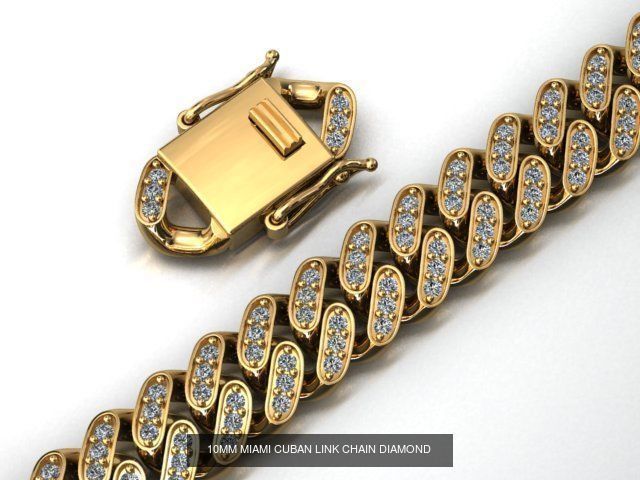 4 SIZE MIAMI CUBAN LINK CHAIN DIAMOND 3D Model Collection_4