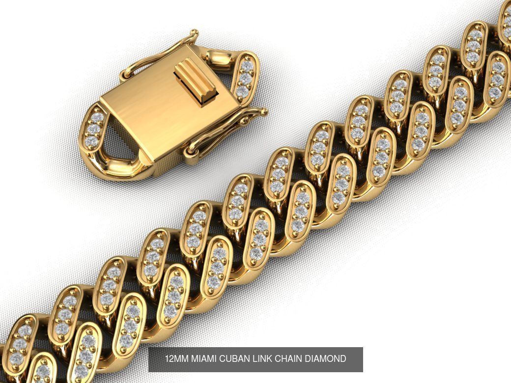 4 SIZE MIAMI CUBAN LINK CHAIN DIAMOND 3D Model Collection_2