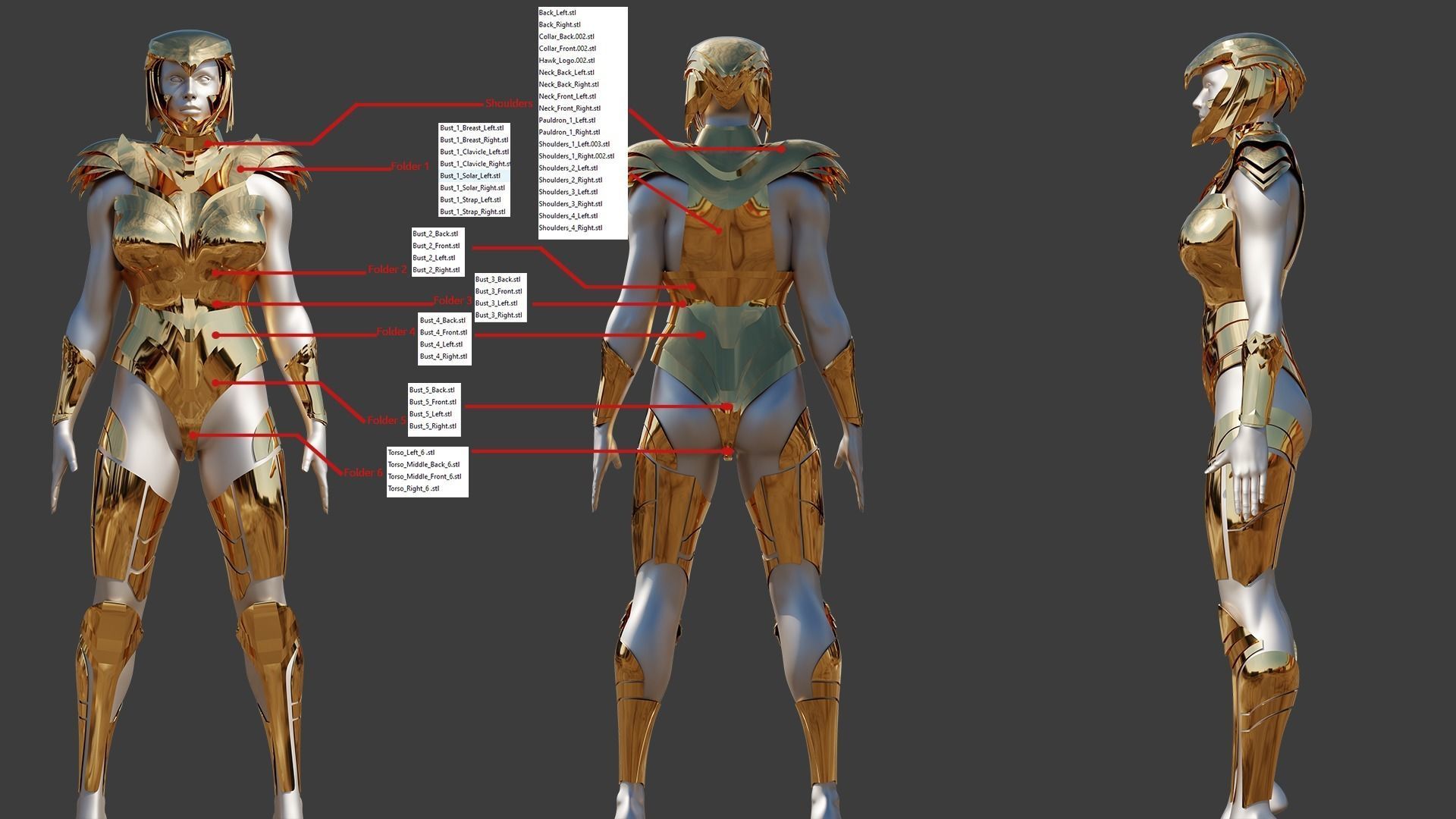 Golden Eagle Armor Set for Cosplay 3D Model Collection_11