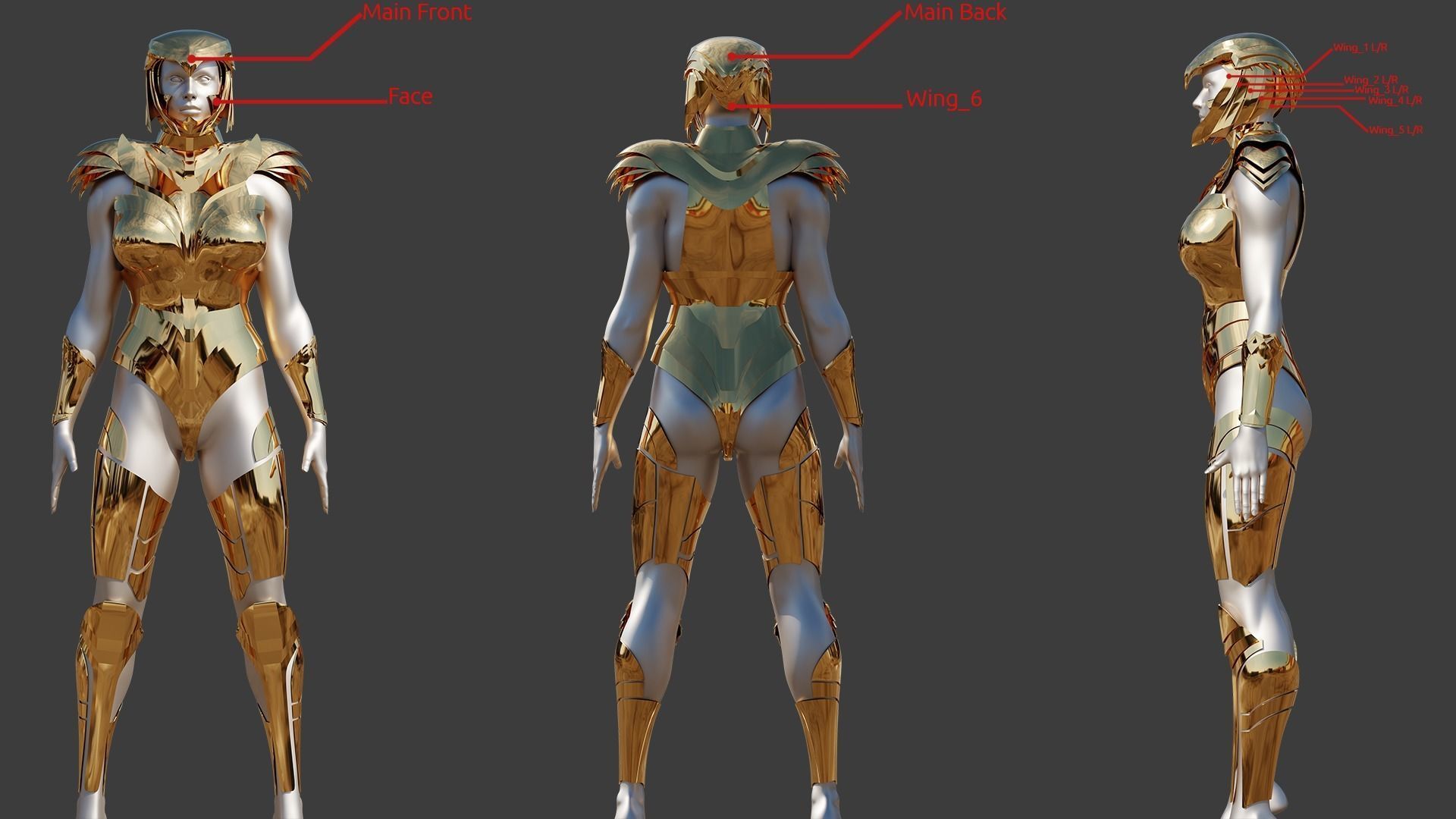 Golden Eagle Armor Set for Cosplay 3D Model Collection_9