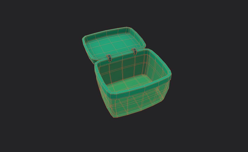 Basket green Low-poly 3D model_5