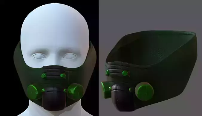 Gas mask helmet 3d model scifi Low-poly 