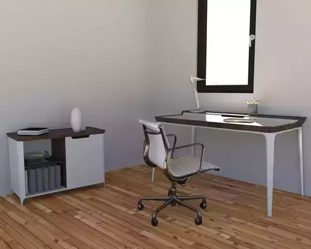 Office with desk and chair