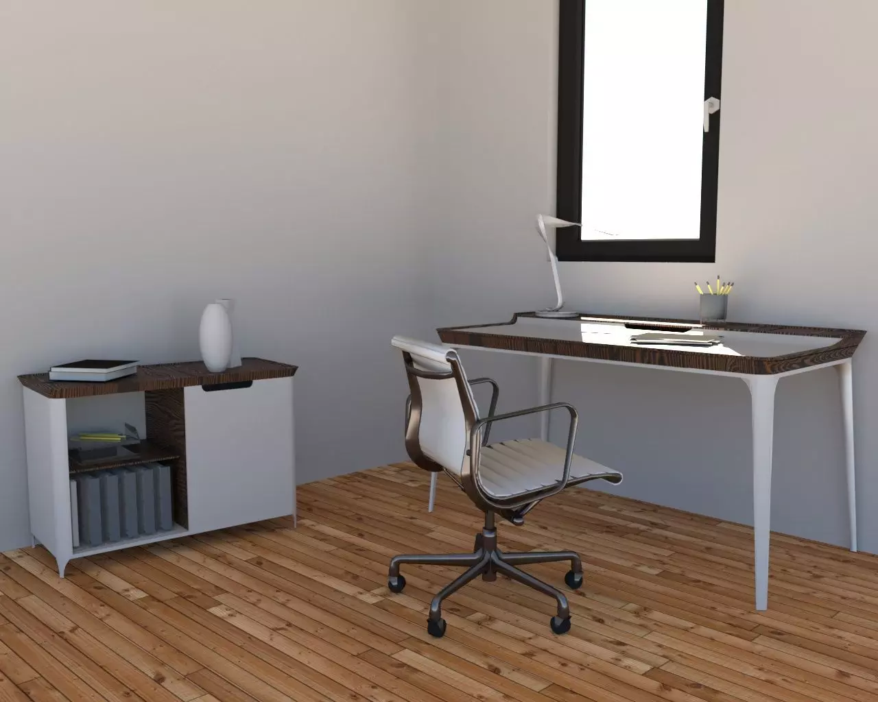 Office with desk and chair 3D model