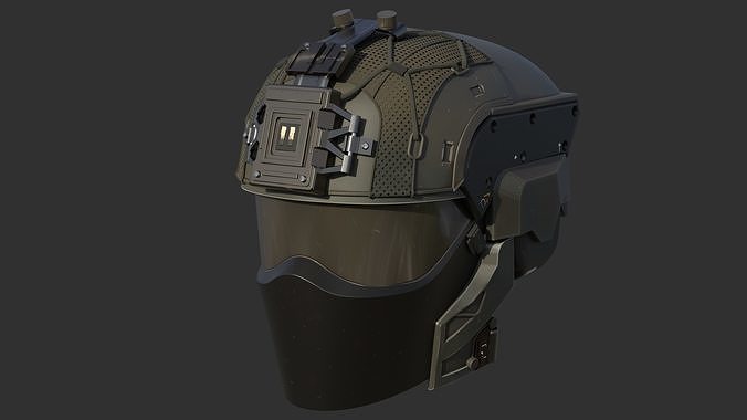 Futuristic tactical helmet 3D print model