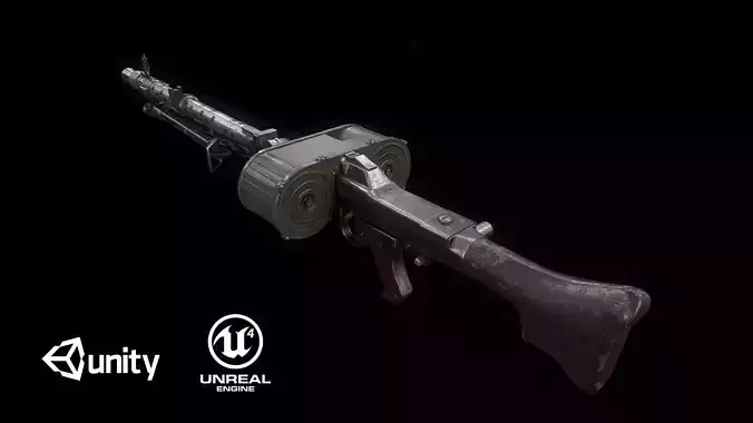 MG 34 42 WW2 German Machine gun PBR  Low-poly 3D model