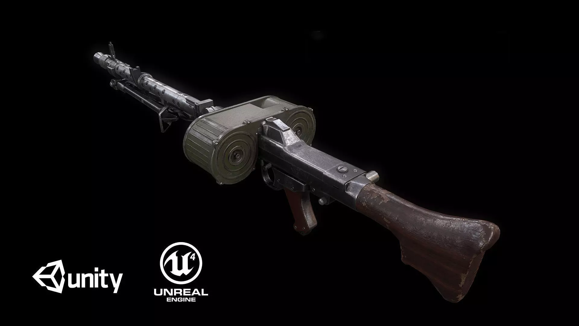 MG 34 42 WW2 German Machine gun PBR  Low-poly 3D model_0