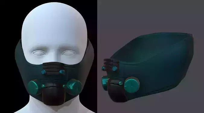 Gas mask helmet 3d model scifi Low-poly 