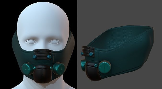 Gas mask helmet 3d model scifi Low-poly  Low-poly 3D model