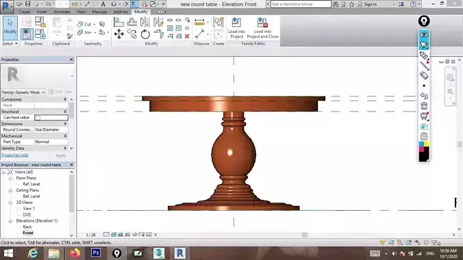 revit 2017 classic round table parametric 3D model