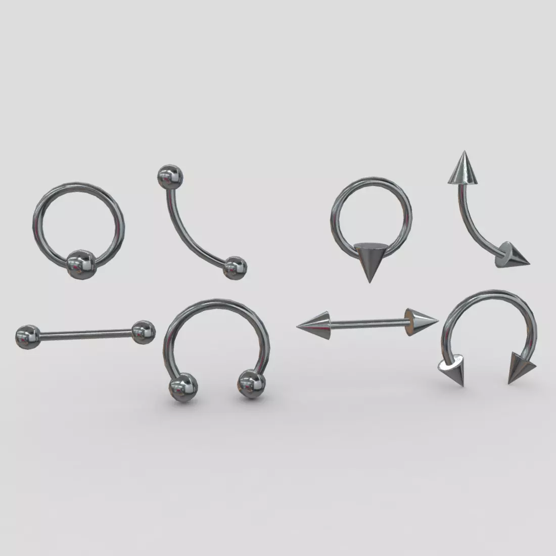 Piercings Pack Low-poly 3D model