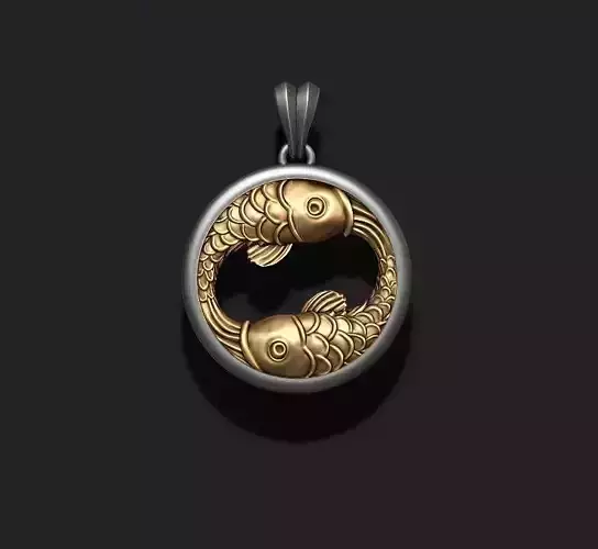 Horoscope Pisces fish pendant 3D print model