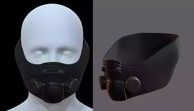 Gas mask helmet 3d model scifi Low-poly 