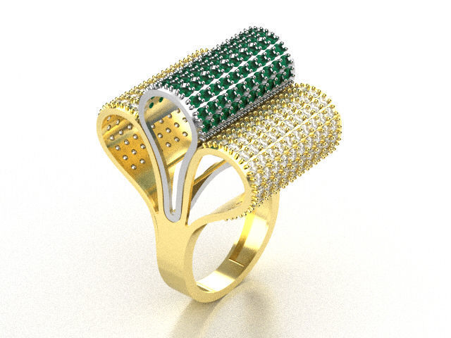 woman ring stone 3 parts r00050 3D print model_5