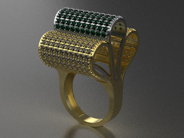 woman ring stone 3 parts r00050 3D print model_7